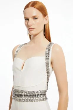 Robe Maxi Moulante En Maille Bandage Ornée De Cristaux Petite