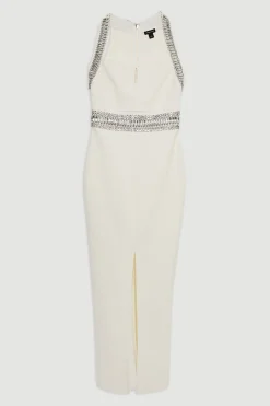 Robe Maxi Moulante En Maille Bandage Ornée De Cristaux Petite