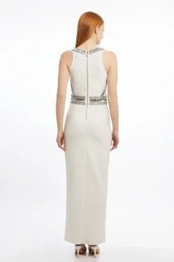 Robe Maxi Moulante En Maille Bandage Ornée De Cristaux Petite