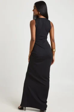 Robe Maxi Moulante En Tissu Slinky Avec Fronces Latérales