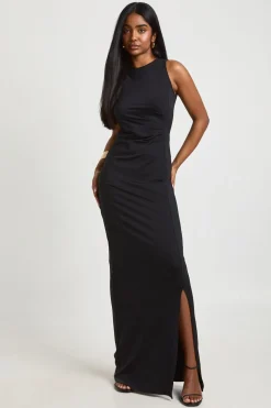 Robe Maxi Moulante En Tissu Slinky Avec Fronces Latérales