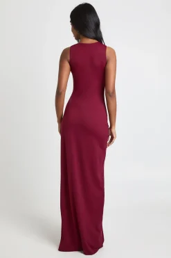 Robe Maxi Moulante à Fronces Latérales