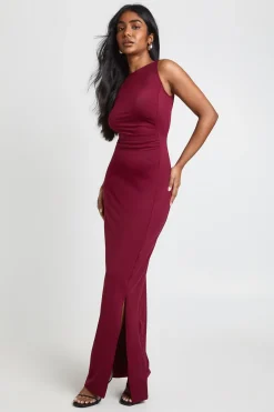 Robe Maxi Moulante à Fronces Latérales