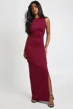 Robe Maxi Moulante à Fronces Latérales