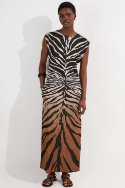 Robe Maxi Moulante à Imprimé Zèbre Jacquard