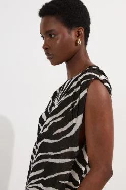 Robe Maxi Moulante à Imprimé Zèbre Jacquard