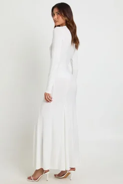 Robe Maxi Moulante À Manches Longues Avec Ceinture À Anneau En O