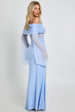 Robe Maxi Moulante À Manche Unique Avec Détail En Mesh Plissé