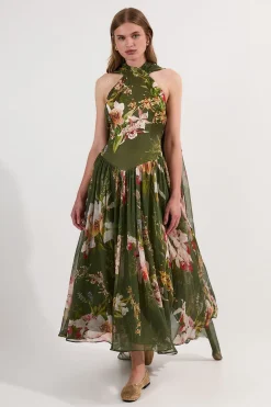 Robe maxi nuisette Tall Garden Floral en mélange de viscose, georgette et satin