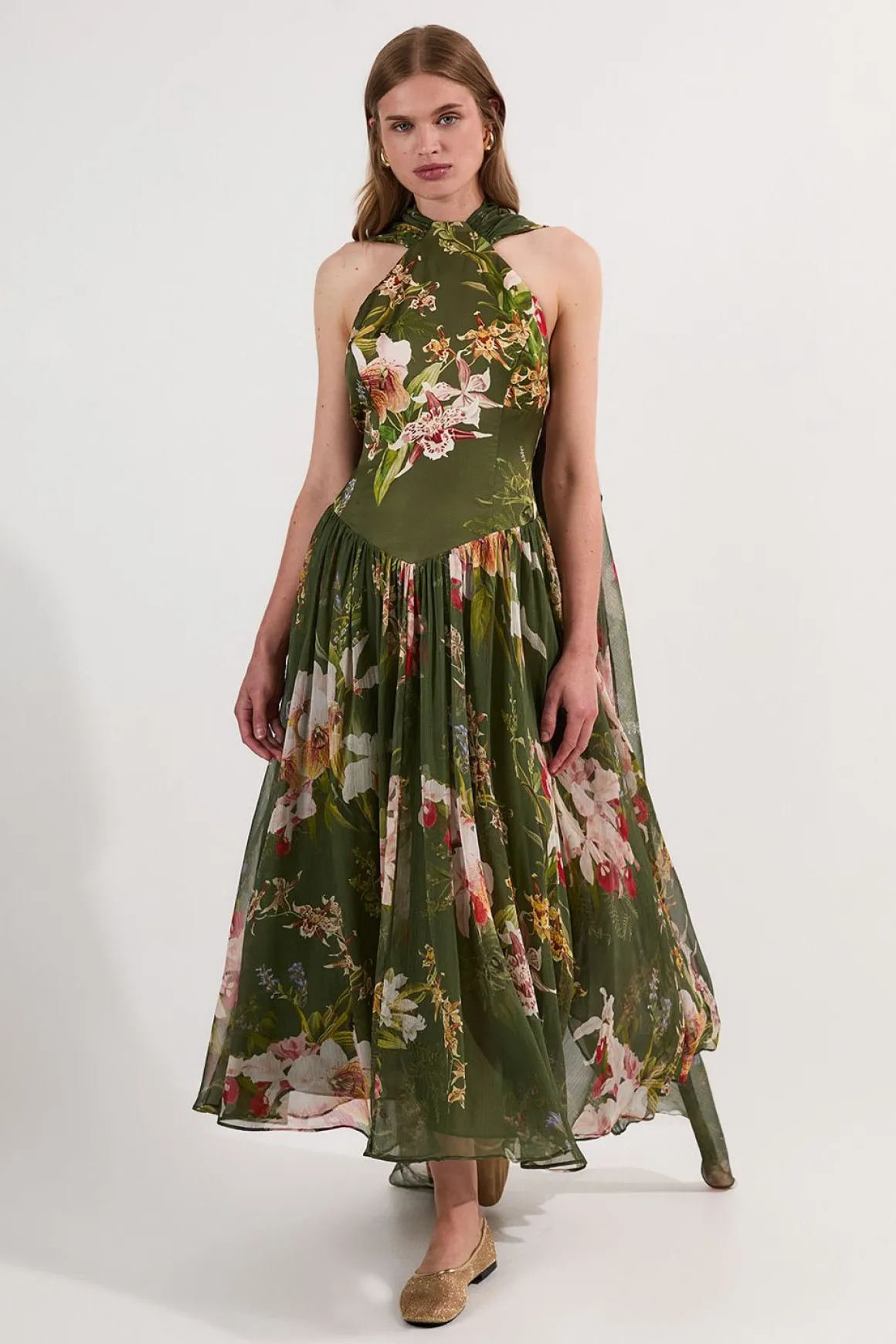 Robe maxi nuisette Tall Garden Floral en mélange de viscose, georgette et satin