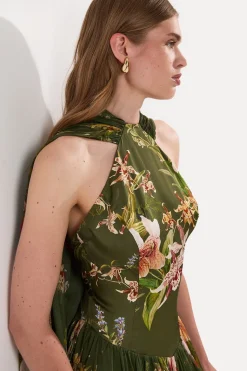 Robe maxi nuisette Tall Garden Floral en mélange de viscose, georgette et satin