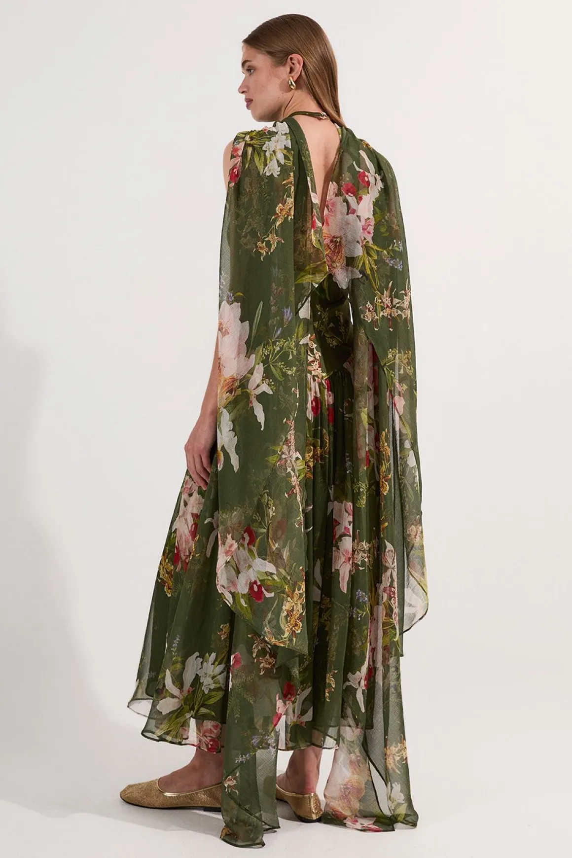 Robe maxi nuisette Tall Garden Floral en mélange de viscose, georgette et satin