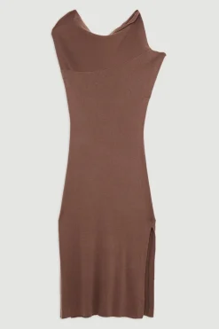 Robe Maxi One-Shoulder Mélange de Cachemire
