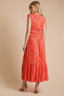 Dorothy Perkins Robe Maxi À Imprimé Animal Avec Détail Noué Et Volant À La Taille<Femme Toutes Les Robes|Robes Longues