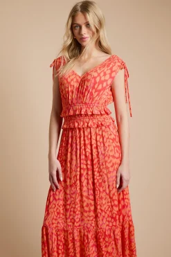 Dorothy Perkins Robe Maxi À Imprimé Animal Avec Détail Noué Et Volant À La Taille<Femme Toutes Les Robes|Robes Longues