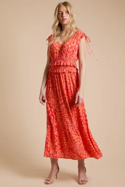 Dorothy Perkins Robe Maxi À Imprimé Animal Avec Détail Noué Et Volant À La Taille<Femme Toutes Les Robes|Robes Longues
