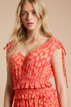 Dorothy Perkins Robe Maxi À Imprimé Animal Avec Détail Noué Et Volant À La Taille<Femme Toutes Les Robes|Robes Longues