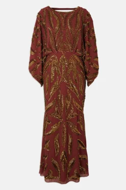 Robe maxi ornée à manches kimono