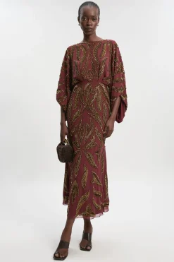 Robe maxi ornée à manches kimono