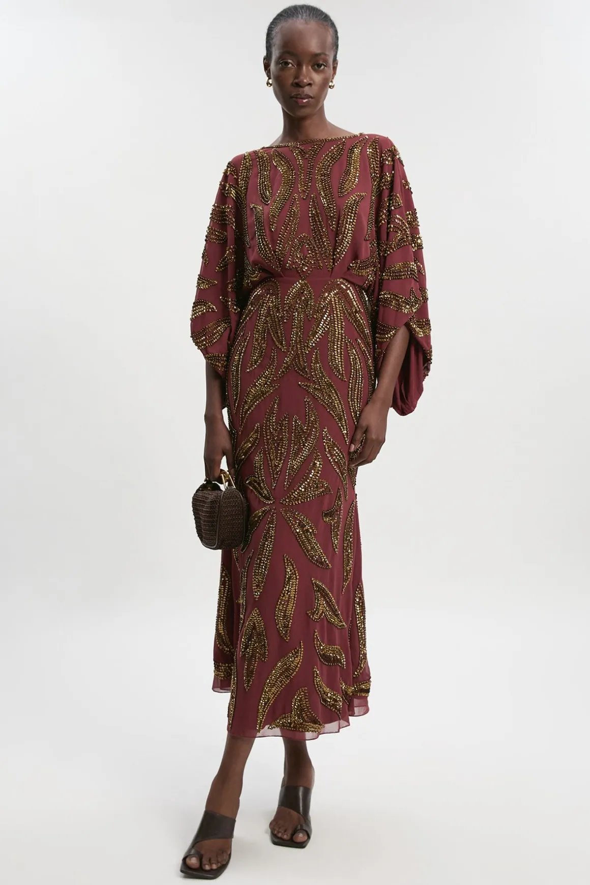 Robe maxi ornée à manches kimono