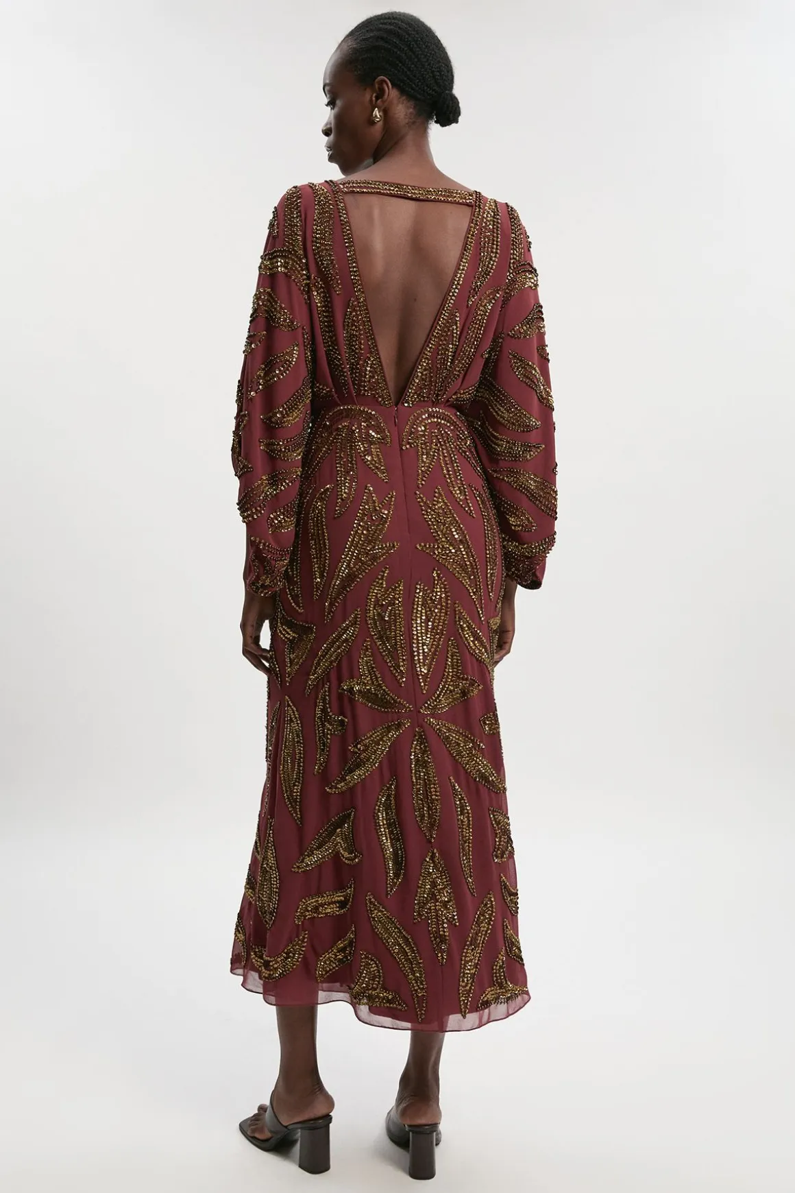 Robe maxi ornée à manches kimono