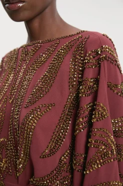 Robe maxi ornée à manches kimono