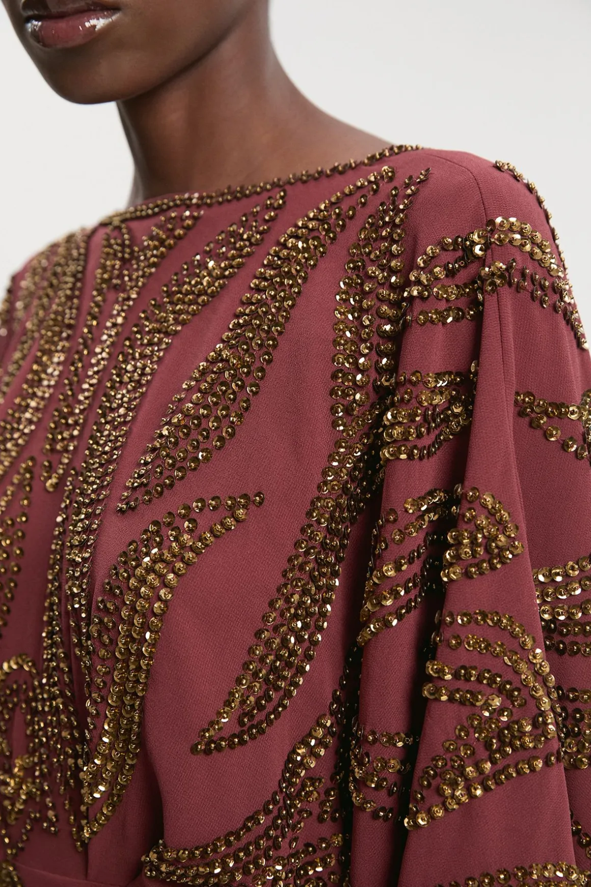 Robe maxi ornée à manches kimono