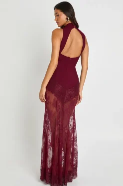 boohoo Robe maxi à ourlet en dentelle<Femme Satin Et Dentelle|Robes