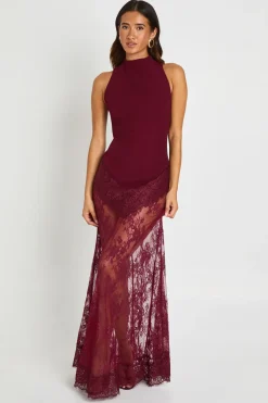 boohoo Robe maxi à ourlet en dentelle<Femme Satin Et Dentelle|Robes