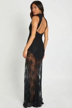 boohoo Robe maxi à ourlet en dentelle<Femme Satin Et Dentelle|Robes