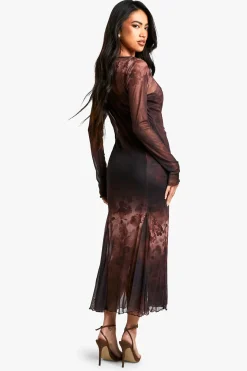 Robe Maxi à Ourlet Godet Floral