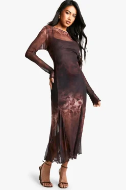 Robe Maxi à Ourlet Godet Floral