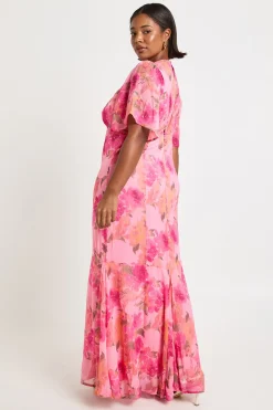 Robe Maxi à Ourlet Godet Floral Grande Taille