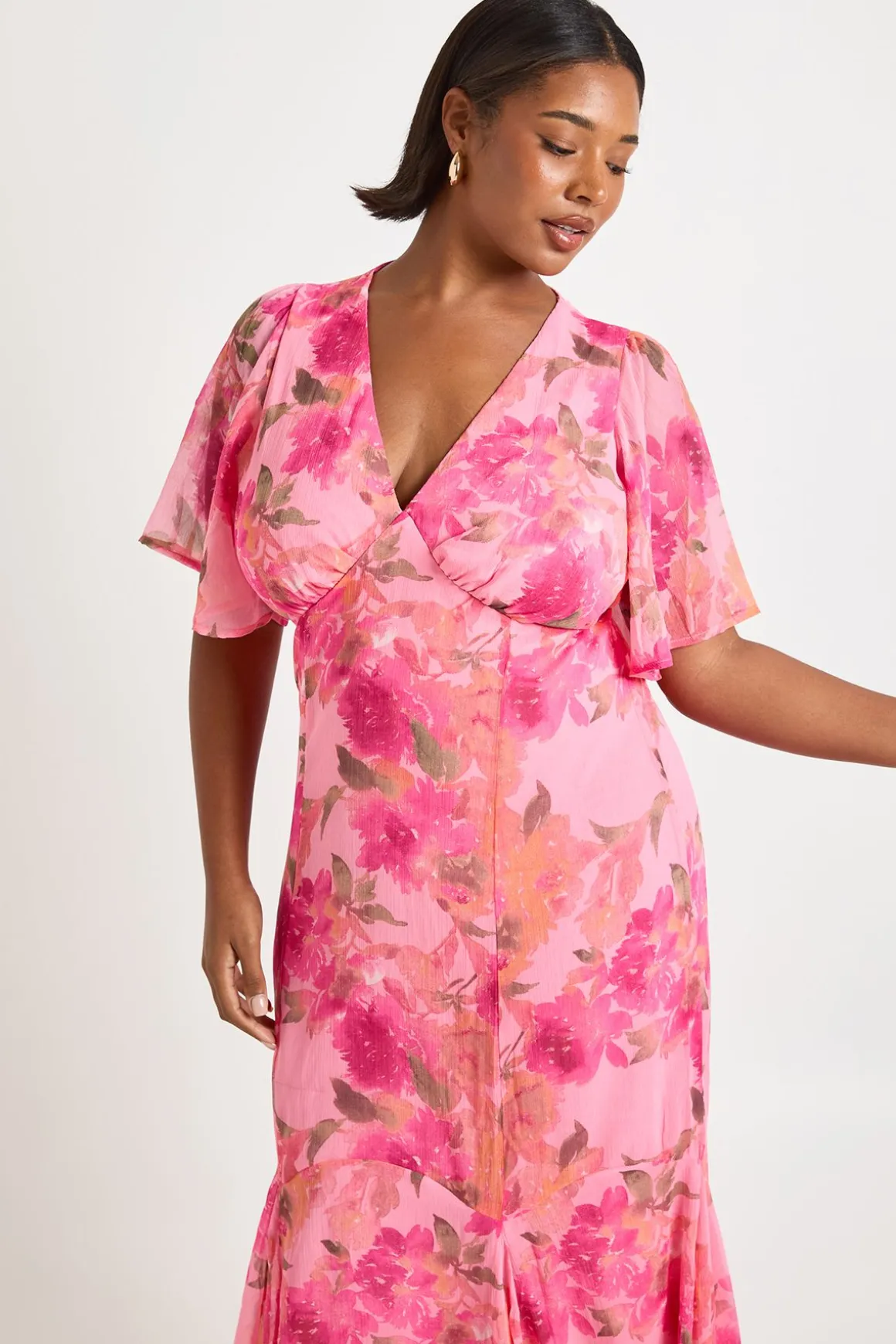 Robe Maxi à Ourlet Godet Floral Grande Taille