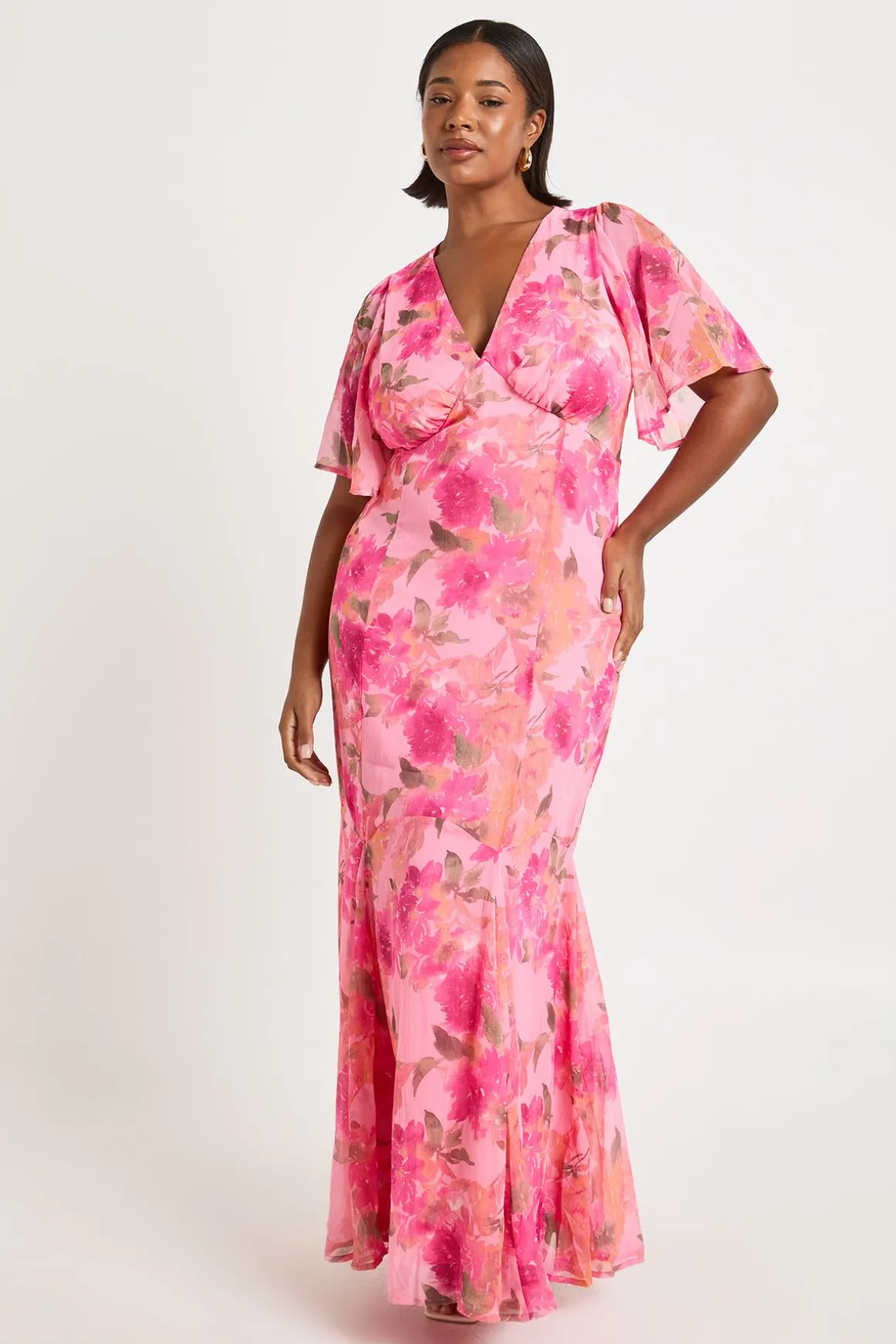 Robe Maxi à Ourlet Godet Floral Grande Taille