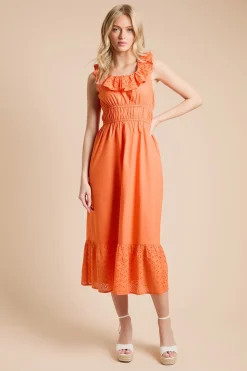 Robe Maxi À Ourlet Étagé À Volants Broderie Anglaise