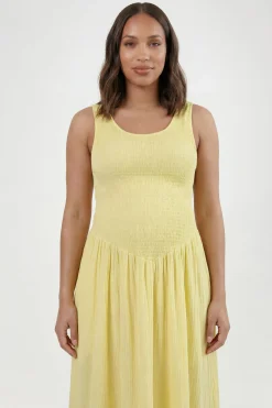 boohoo Robe Maxi Patineuse Froncée En Gaze De Coton De Maternité<Femme Robes Patineuses|Robes