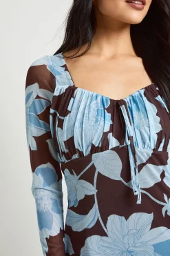 Robe Maxi Paysanne en Maille à Imprimé Floral