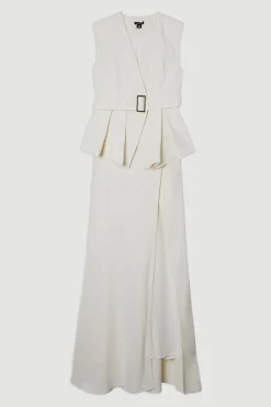 Robe maxi peplum cintrée avec ceinture