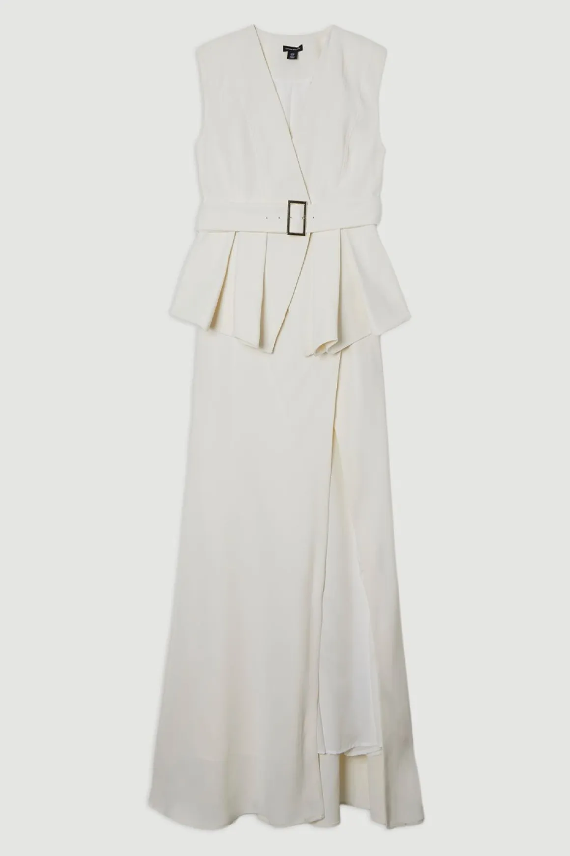 Robe maxi peplum cintrée avec ceinture