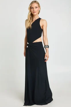 Robe Maxi Petite Asymétrique Avec Découpes Et Détails Ornementaux