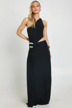 Robe Maxi Petite Asymétrique Avec Découpes Et Détails Ornementaux