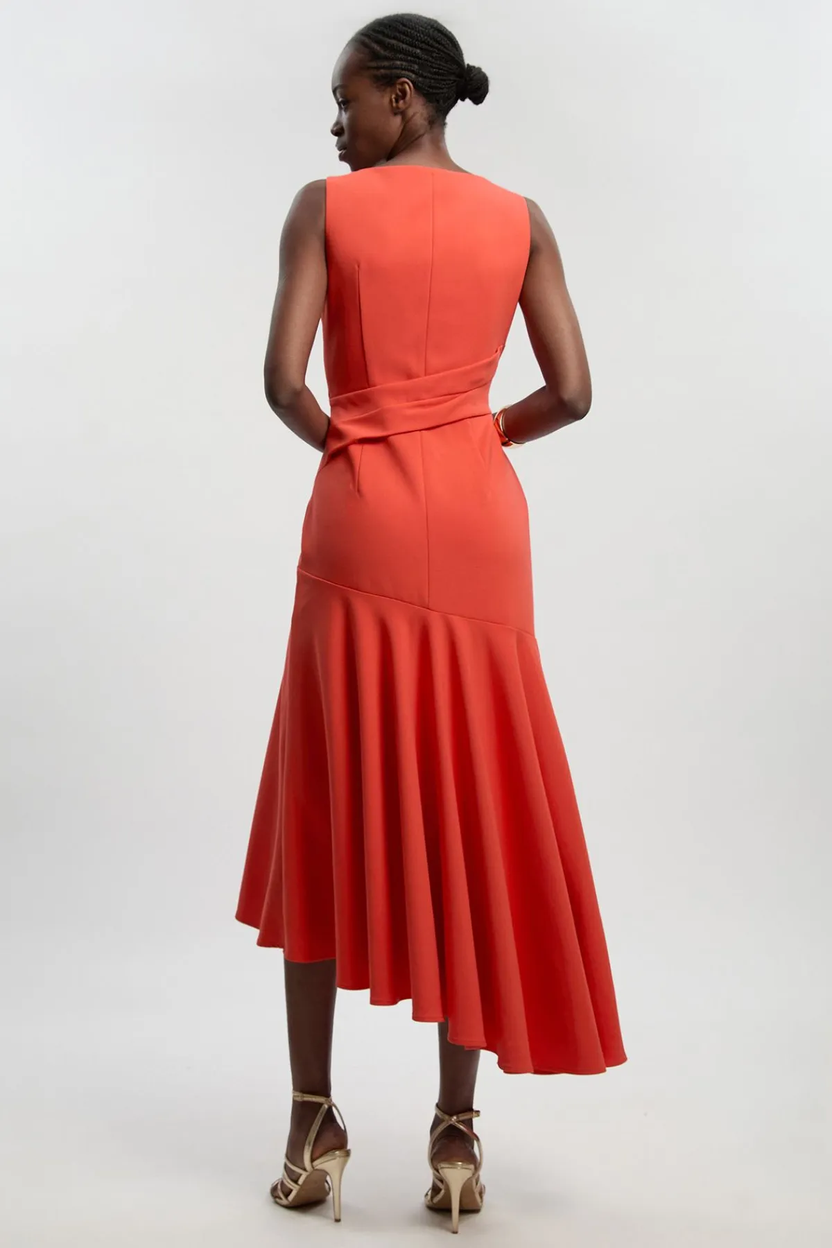 KarenMillen Robe Maxi Petite À Bretelles Extensible Compacte Et Ourlet Asymétrique<Femme Robes|Robes Longues