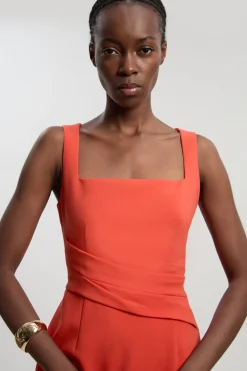 KarenMillen Robe Maxi Petite À Bretelles Extensible Compacte Et Ourlet Asymétrique<Femme Robes|Robes Longues