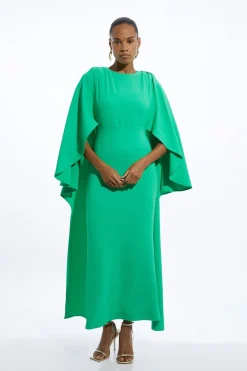 Robe maxi petite compacte stretch en viscose avec détail de cape