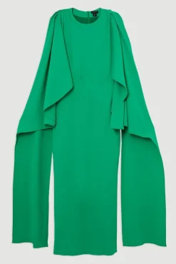 Robe maxi petite compacte stretch en viscose avec détail de cape