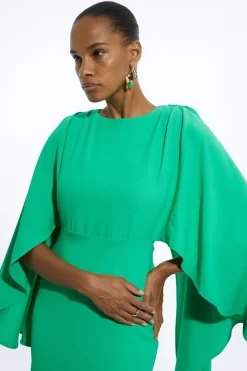Robe maxi petite compacte stretch en viscose avec détail de cape