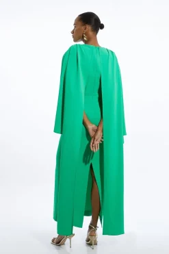 Robe maxi petite compacte stretch en viscose avec détail de cape