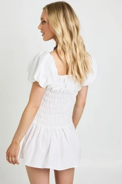 Robe Maxi Petite À Manches Bouffantes Froncées Effet Lin