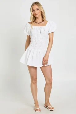 Robe Maxi Petite À Manches Bouffantes Froncées Effet Lin